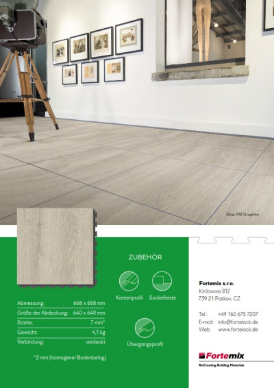 Grundparameter der PVC-fliesen Fortelock Business Typ Pinnacles T-98 Graphite